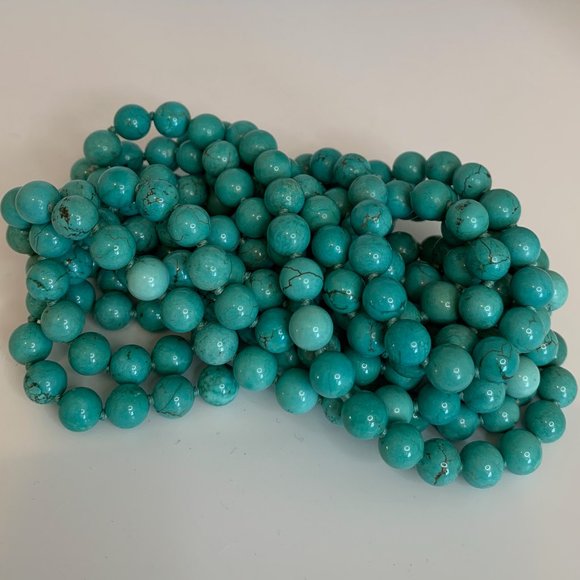 Dyed Howlite Bead 80" Hand Tied Necklace - Picture 4 of 4